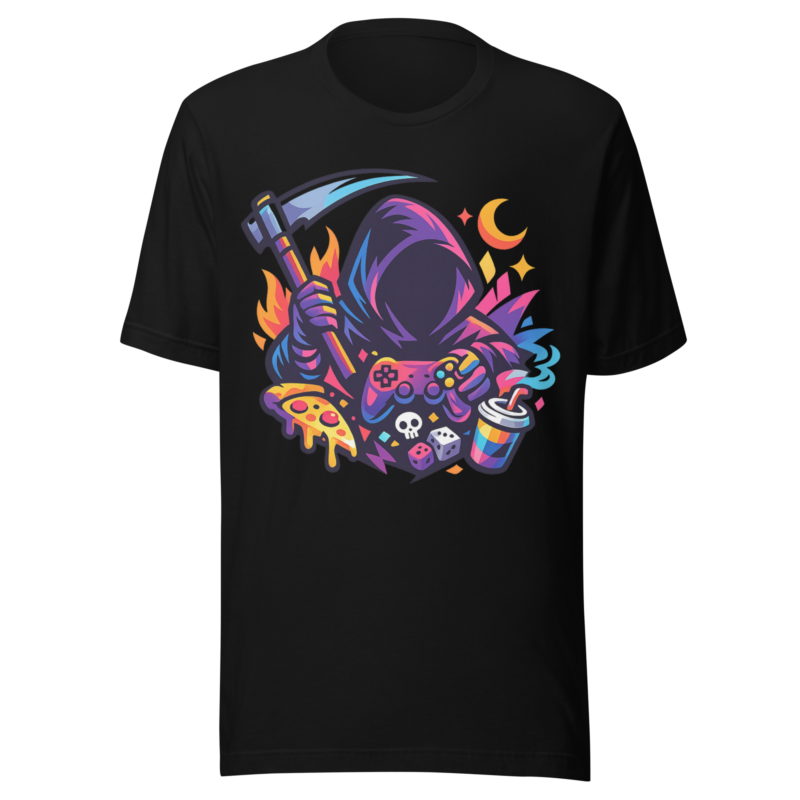 Neon Grim Reaper Gamer Pure Cotton T-Shirt