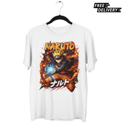 Oversized Naruto "Will of Fire" Graphic Tee