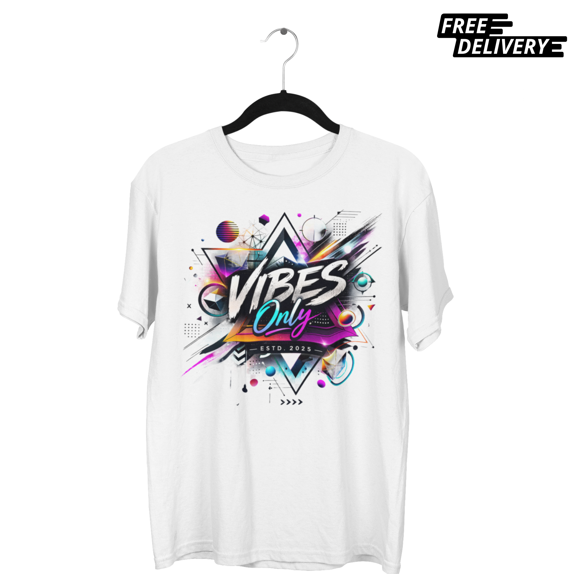 Oversized "Vibes Only" Abstract Tee