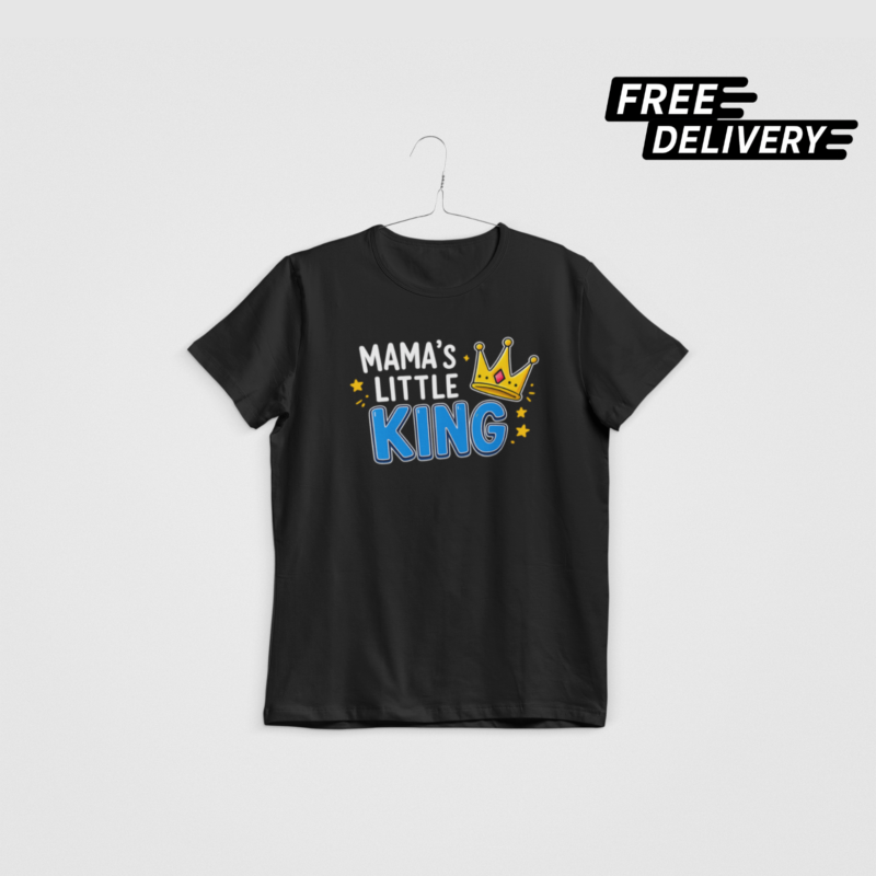 Mama’s Little King Kids T-Shirt – Cute Crown Graphic Tee