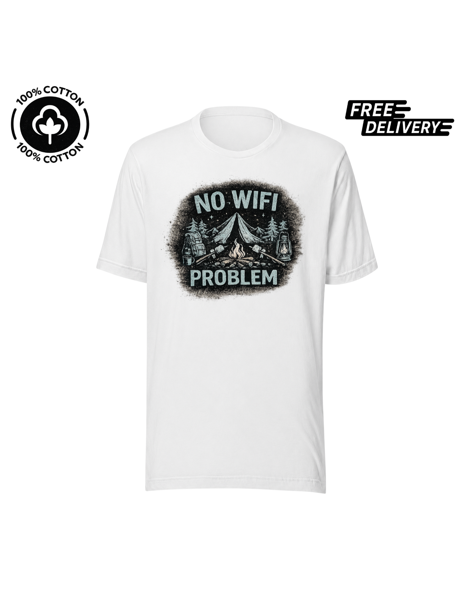 No WiFi No Problem Camping T-Shirt – Outdoor Adventure Tee