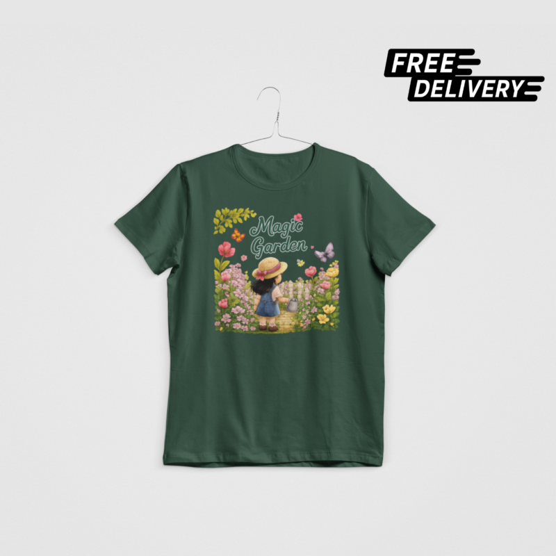 Magic Garden Girls Floral T-Shirt – Cute Nature Graphic Tee