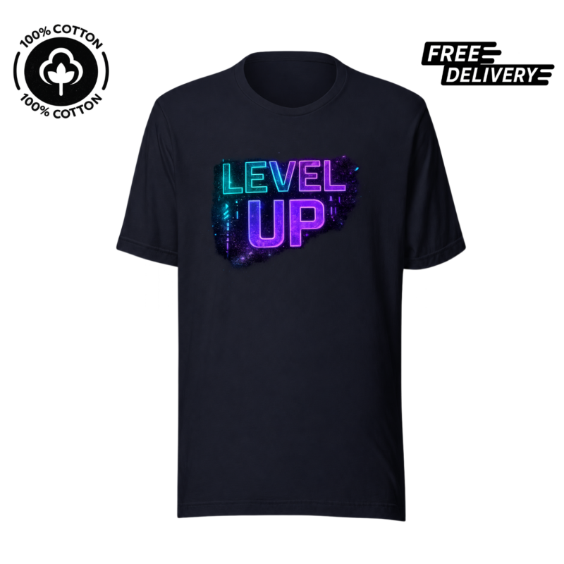 Level Up Gaming T-Shirt – Neon Gamer Graphic Tee