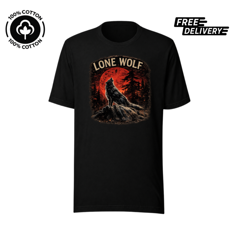 Lone Wolf Graphic T-Shirt – Wolf Moon Adventure Tee
