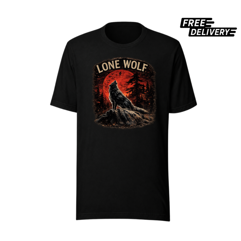 Lone Wolf Graphic T-Shirt – Wolf Moon Adventure Tee
