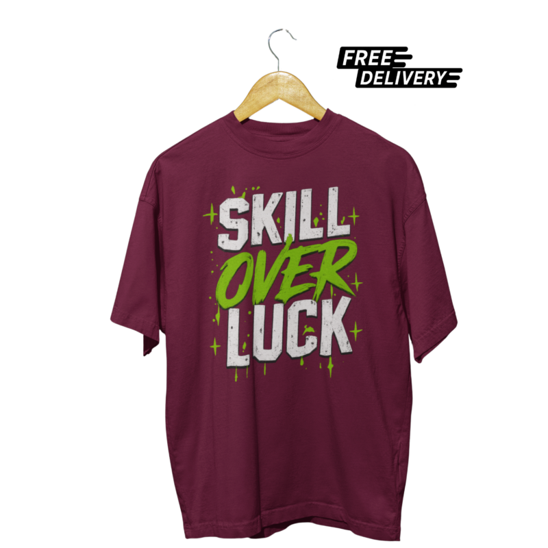 Skill Over Luck Gamer T-Shirt – Motivational Gaming Graphic Tee