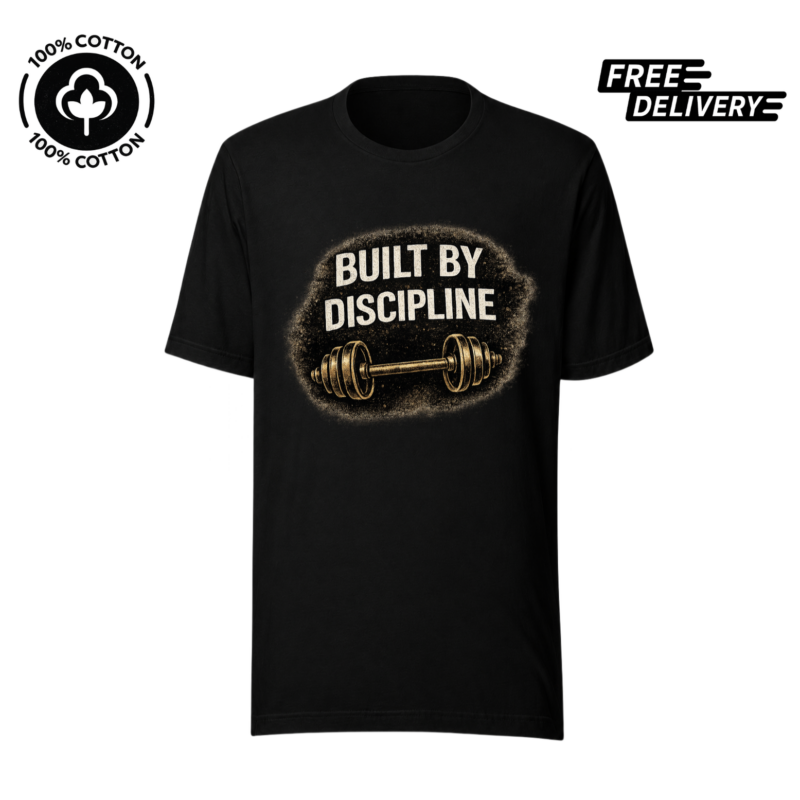 Built By Discipline Gym T-Shirt – Motivational Fitness Tee