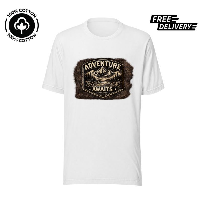 Adventure Awaits Mountain T-Shirt – Outdoor Explorer Graphic Tee