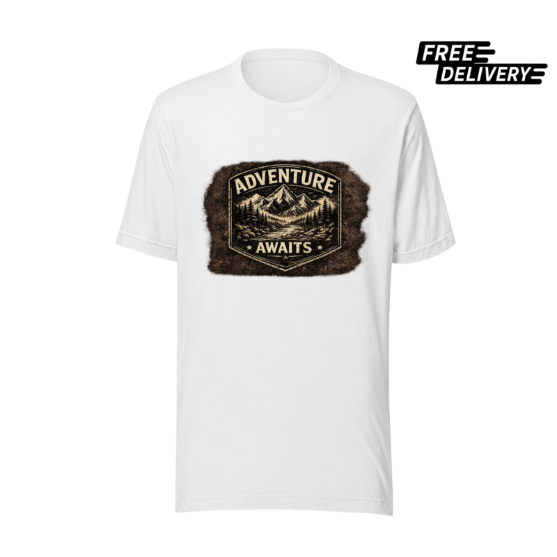 Adventure Awaits Mountain T-Shirt – Outdoor Explorer Graphic Tee