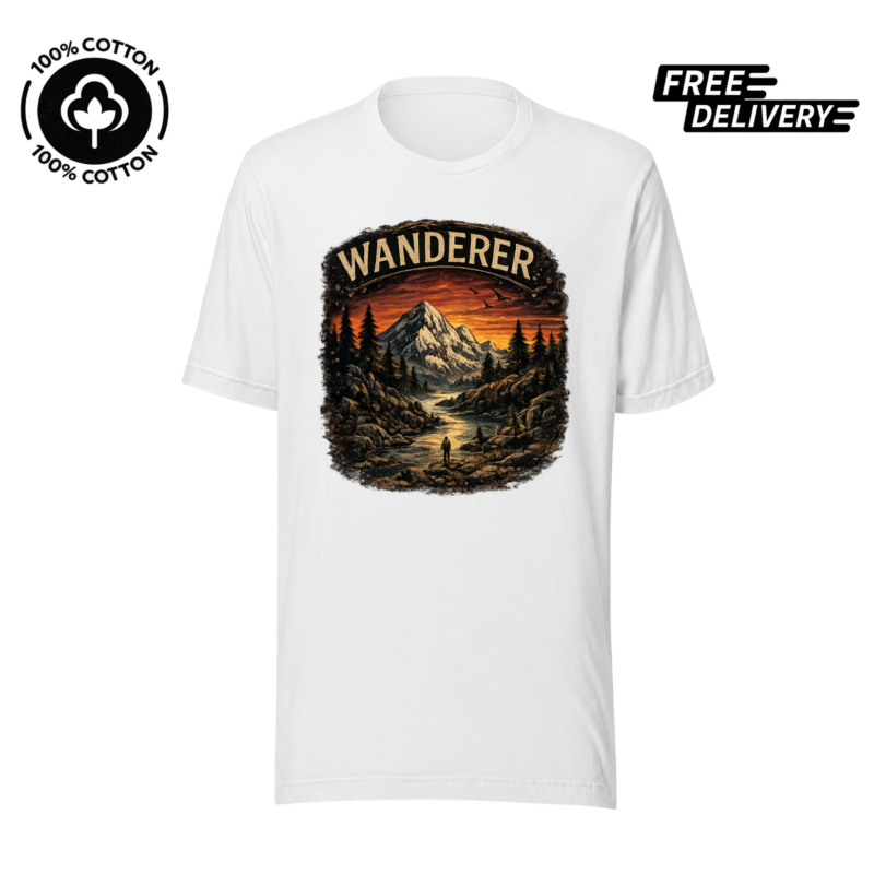 Wanderer Mountain Adventure T-Shirt – Nature Explorer Tee