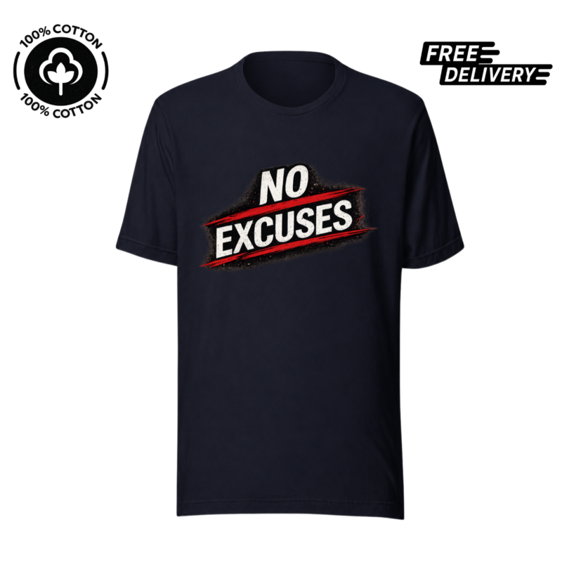 No Excuses Gym Motivation T-Shirt – Fitness Graphic Tee