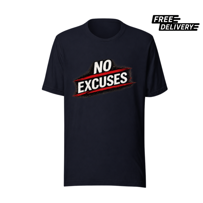 No Excuses Gym Motivation T-Shirt – Fitness Graphic Tee