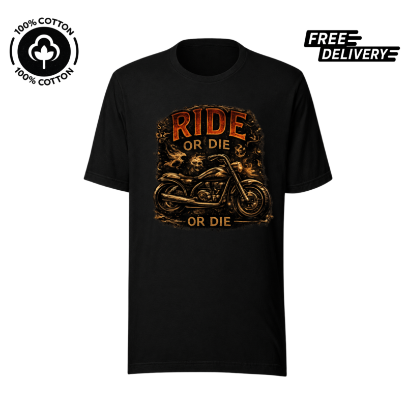 Ride or Die Biker T-Shirt – Vintage Motorcycle Graphic Tee
