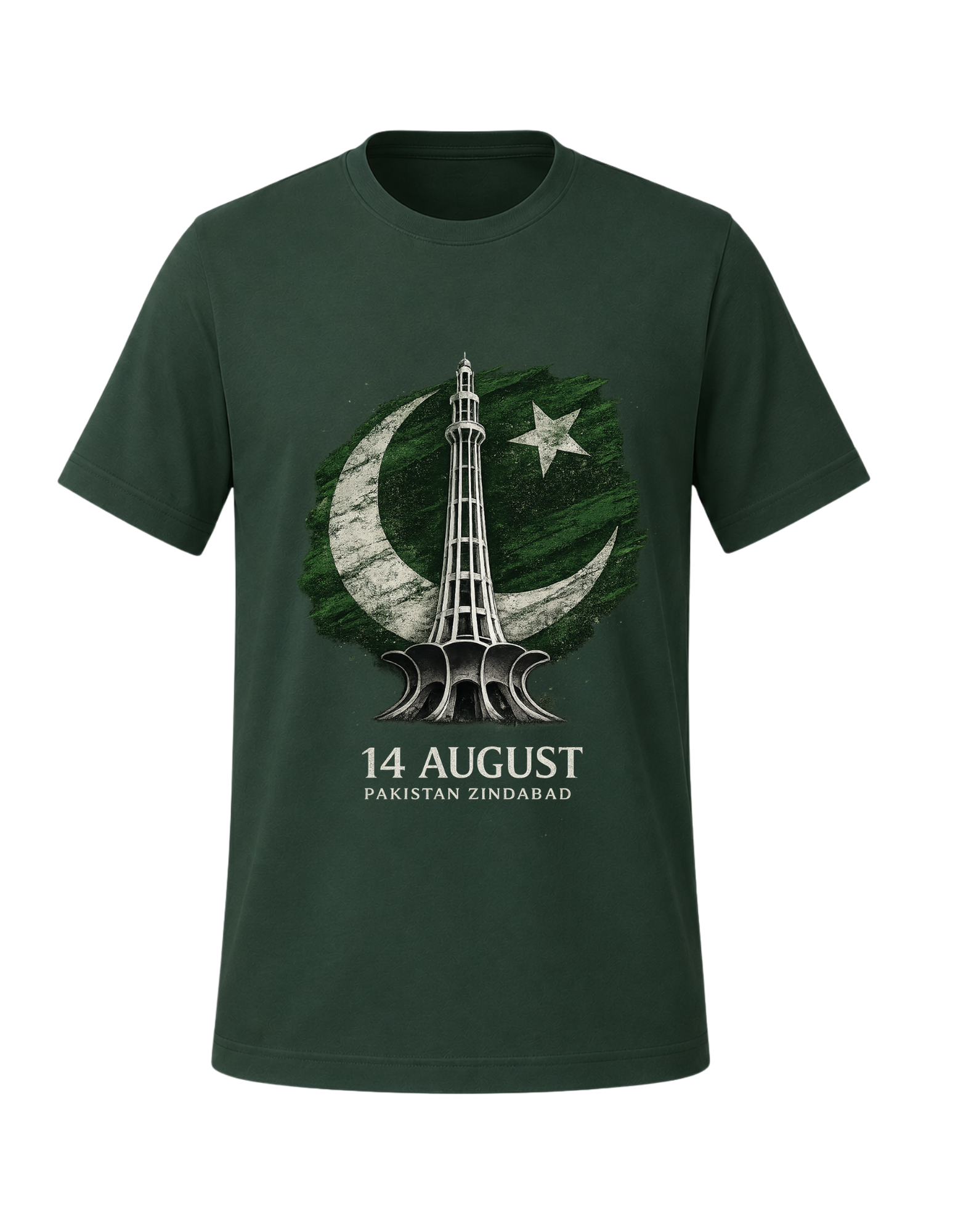 14 August Pakistan Zindabad Minar-e-Pakistan Independence Day T-Shirt | Patriotic Pakistan Graphic Tee - Image 2